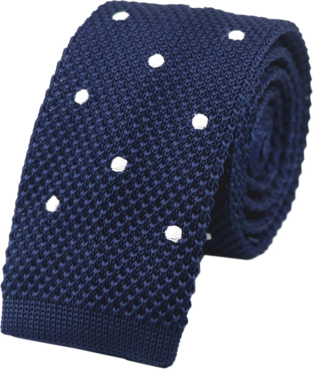 Skinny Knit Tie for Men Vintage Smart Patterned Casual Necktie 2.2" Flat-end Smart Sock Ties