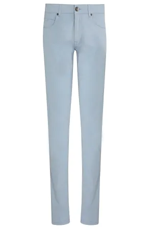 Slim Fit 5 Pocket Low Waist Unpleated Cotton Navy Casual Pants, Blue