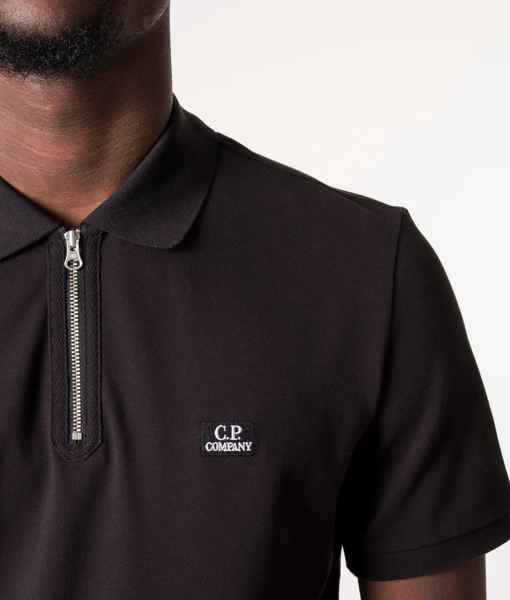 Slim Fit Quarter Zip Stretch Pique Polo Shirt