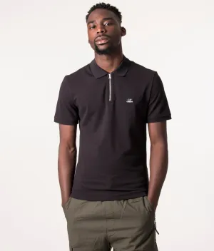Slim Fit Quarter Zip Stretch Pique Polo Shirt