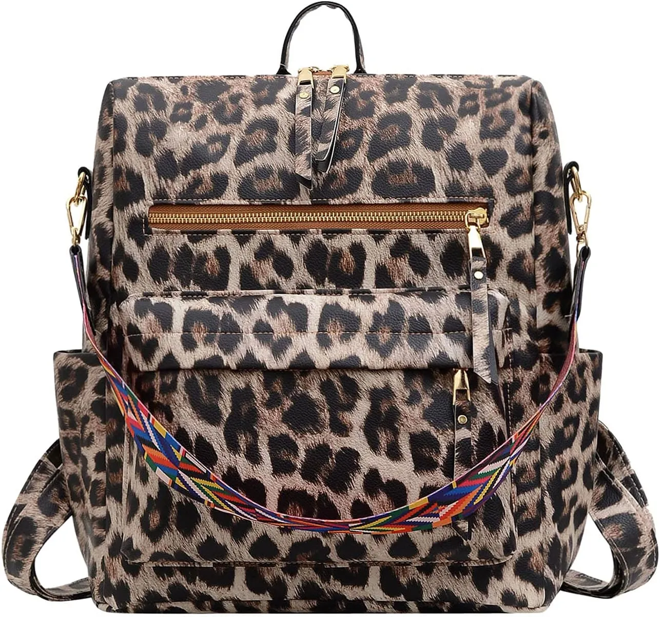 Soft Capacity Embroidered Large Backpack Ethnic Women's Retro Foldable Travel Backpack for Women Bags (Brown, 31 * 14 * 37)