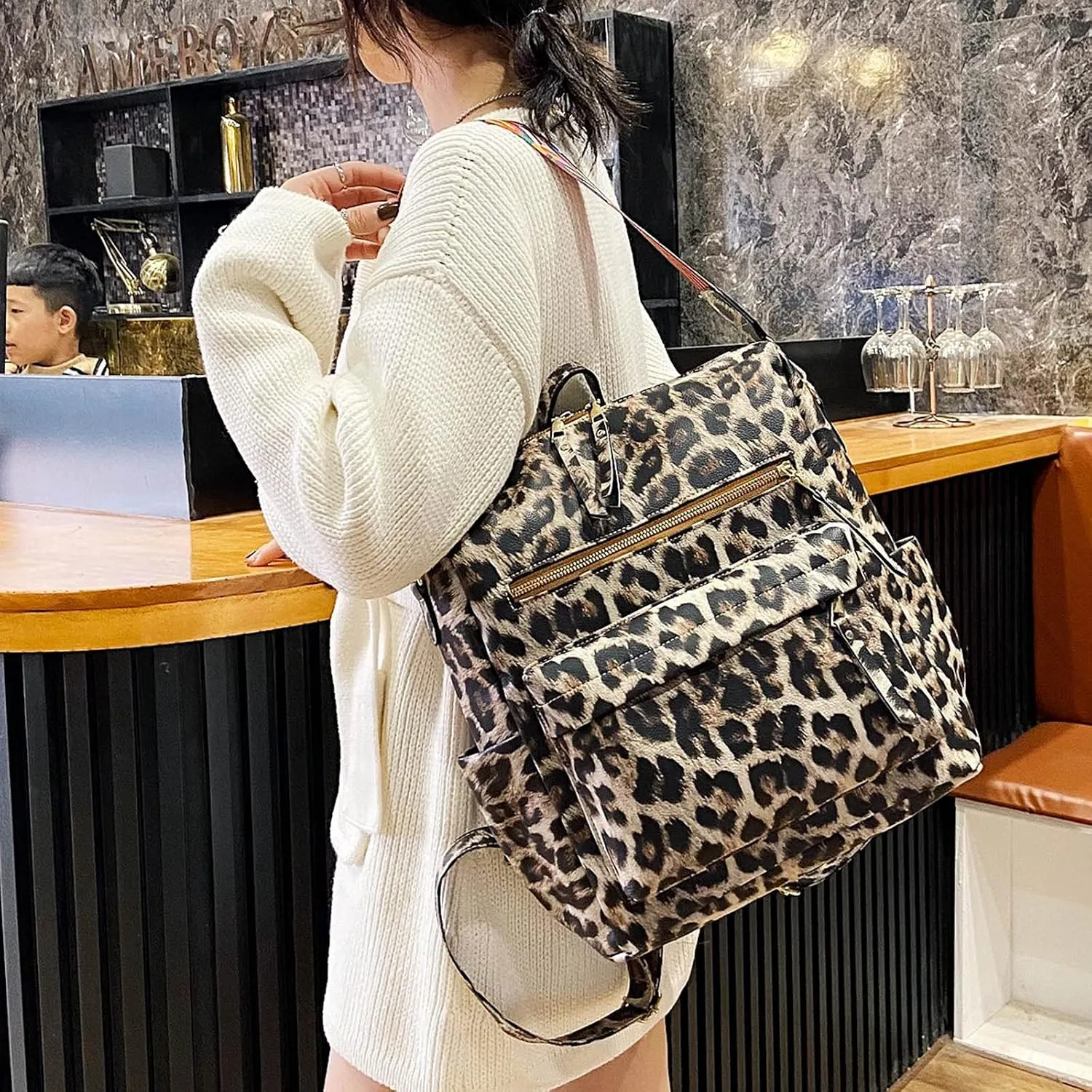 Soft Capacity Embroidered Large Backpack Ethnic Women's Retro Foldable Travel Backpack for Women Bags (Brown, 31 * 14 * 37)