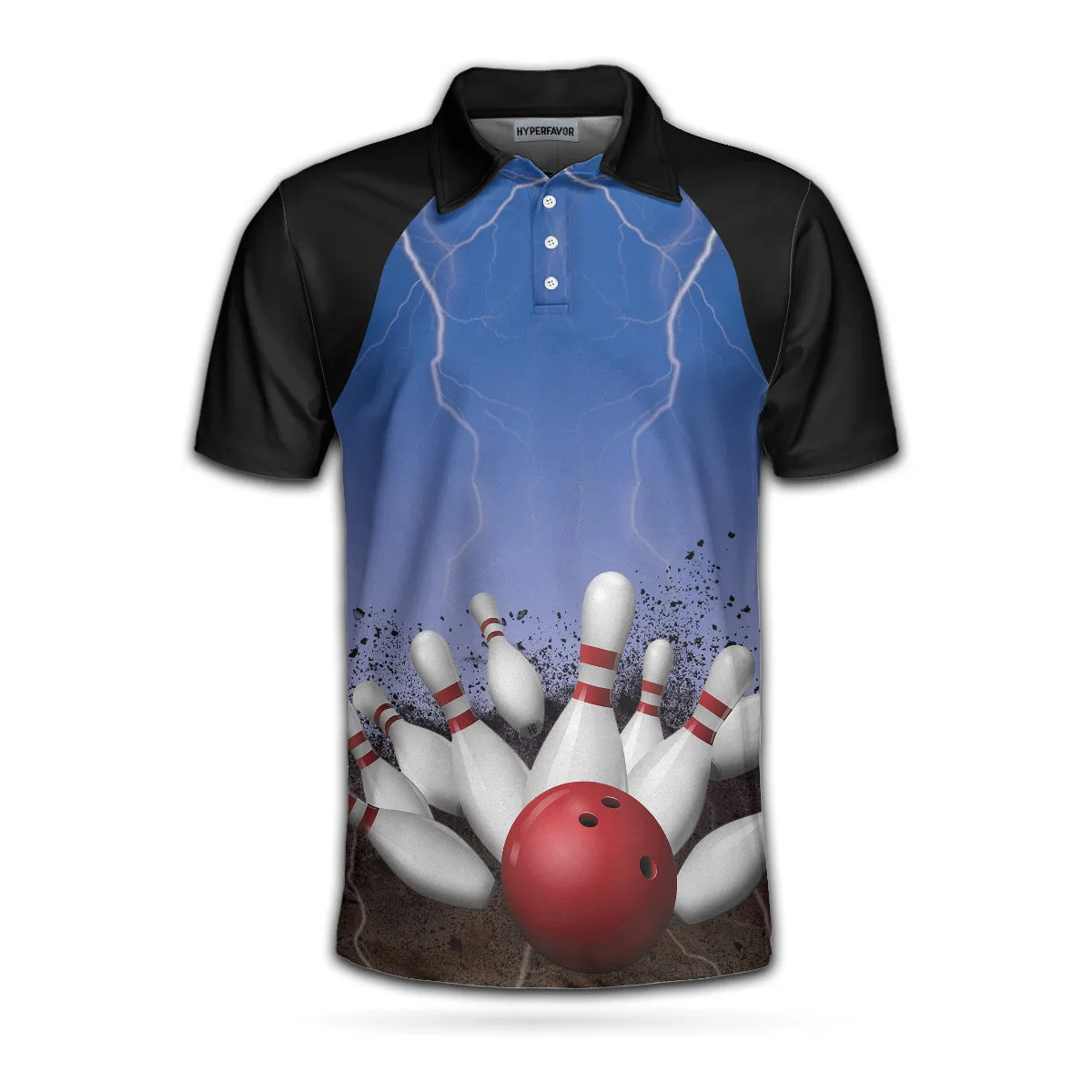 Spare No One Bowling Polo Shirt, Black And Blue Tenpin Bowling Shirt For Men, Cool Bowling Gift Idea Coolspod