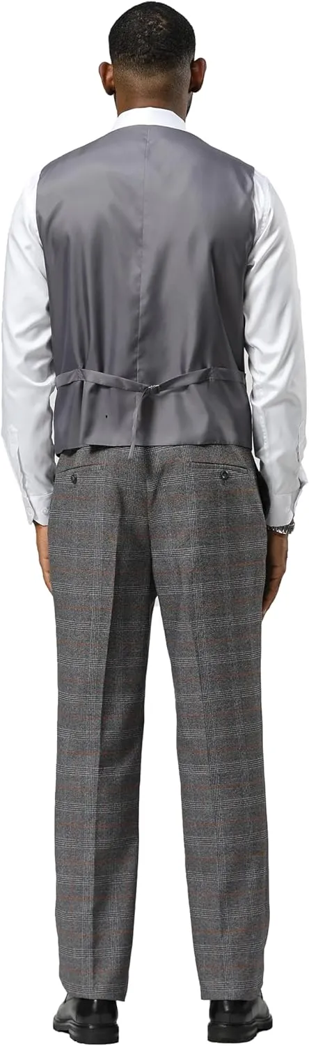 STACY ADAMS Mens Classic Modern 3-Piece Suit  Slim Fit Glen Check Tailored Jacket, Vest, and Slim-Fit Trousers