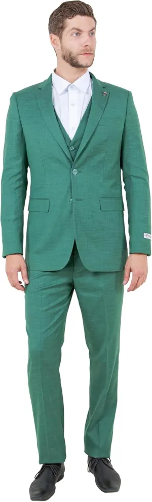 STACY ADAMS Mens Sleek 3-Piece Suit  Slim Fit Tailored Jacket, Vest, and Slim-Fit Trousers