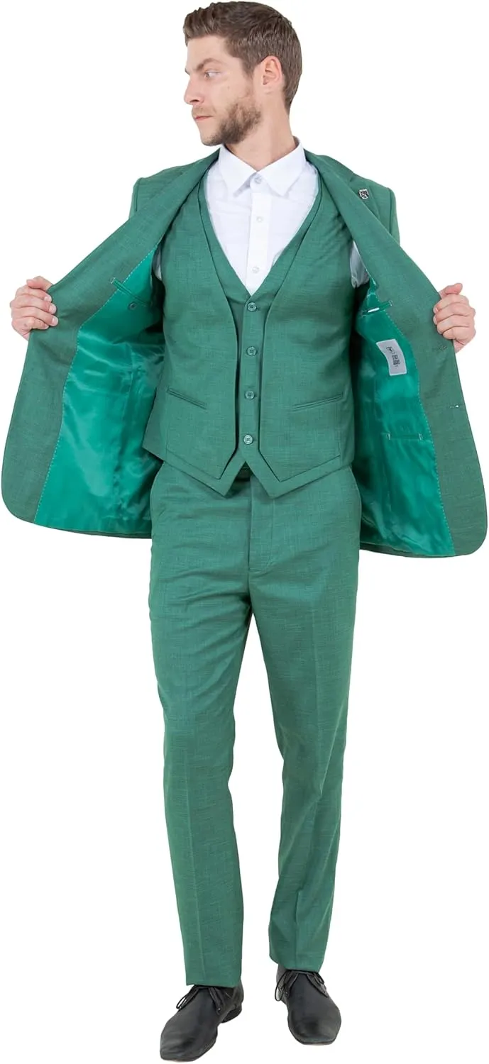 STACY ADAMS Mens Sleek 3-Piece Suit  Slim Fit Tailored Jacket, Vest, and Slim-Fit Trousers
