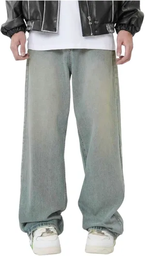 Stretch Jeans Men Extreme Motion Jeans Y2K Street Retro Hip-hop Flame Splicing Wide Leg Jeans Gothic Loose Jeans