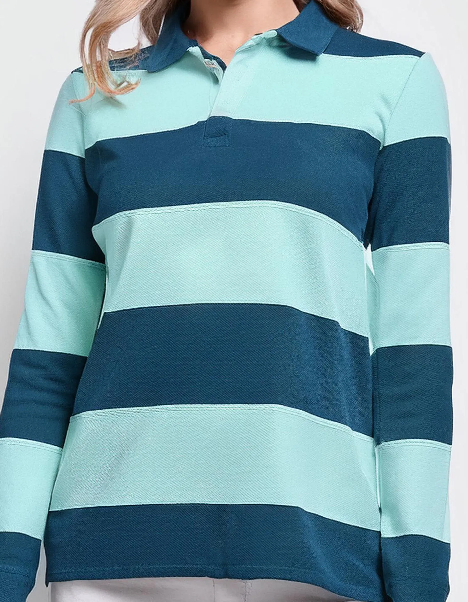 Striped Blue and White Polo Shirt