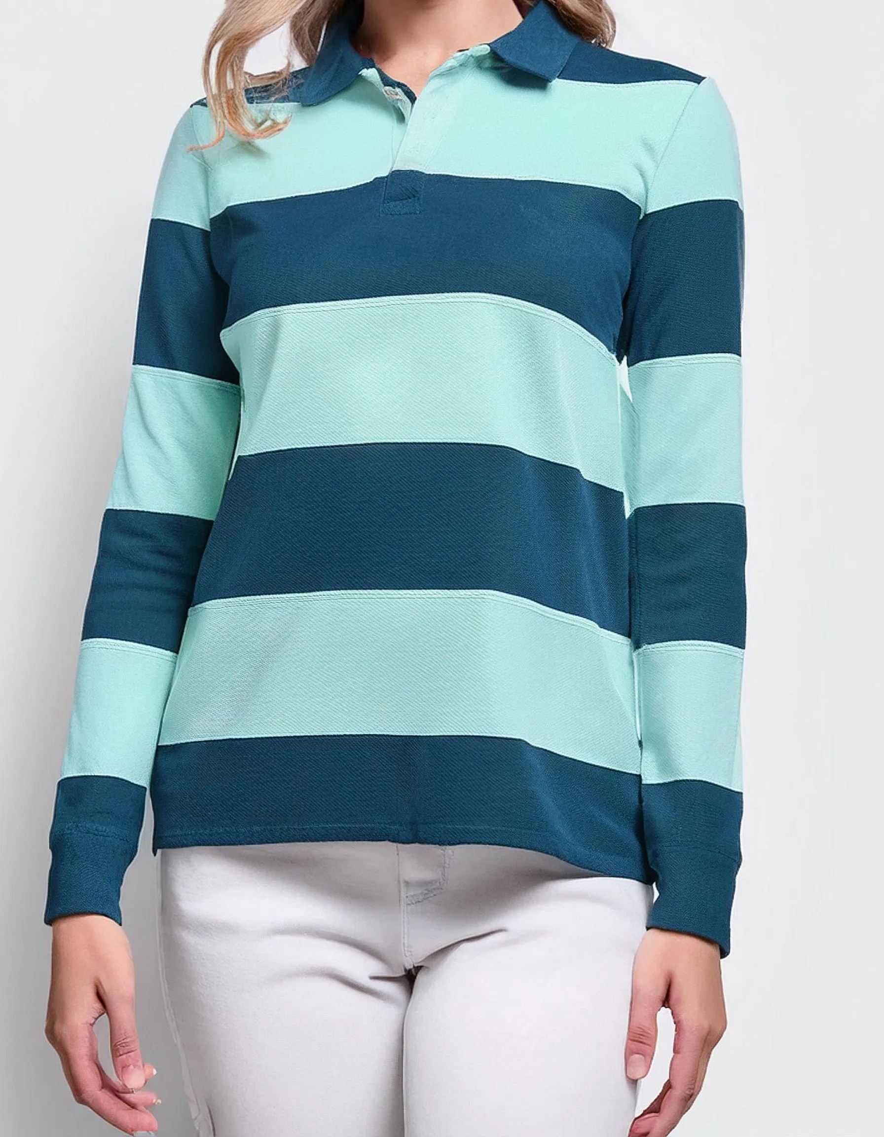 Striped Blue and White Polo Shirt