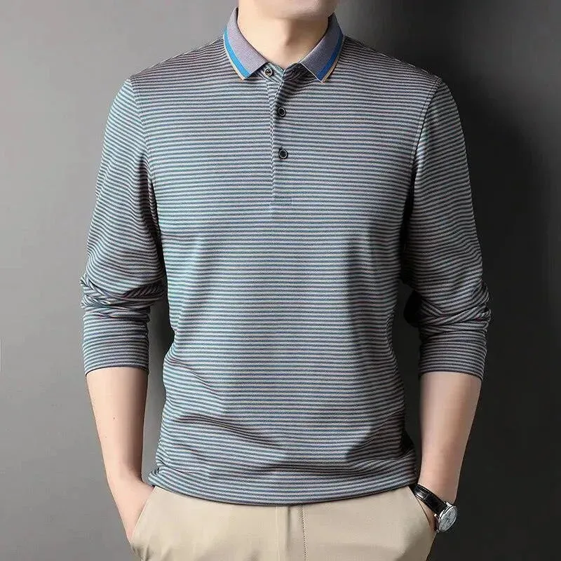 Striped Polo Shirt Long Sleeves