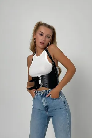 Stylish Corset Leather Harness, Women Lingerie, BDSM Waist Chain Harness, Erotic Leather Harness Lingerie, Gifts for Her, Burning Man