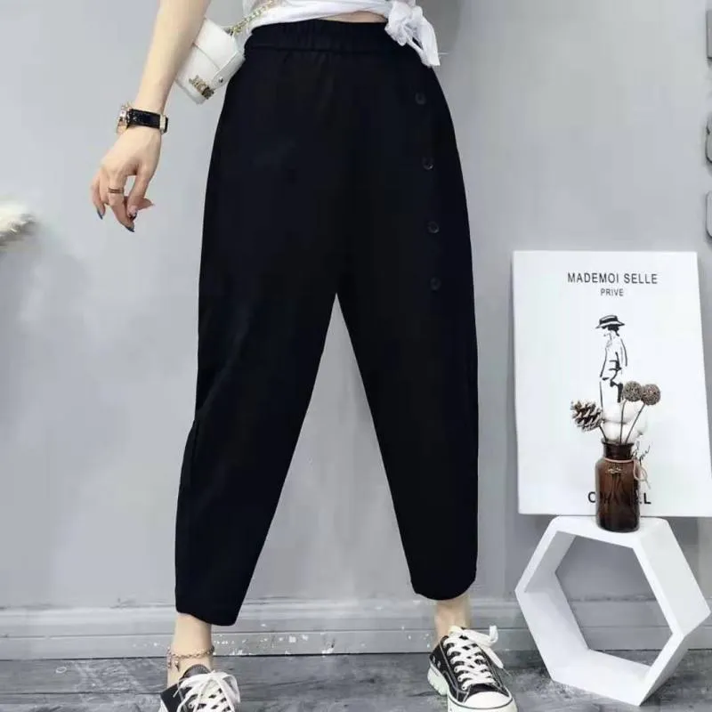 Summer Thin Loose Slim-Look Ankle-Length Pants Women Korean All-Matching Slim Fit Carrot Plus Size Casual Baggy Pants