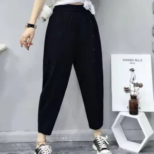 Summer Thin Loose Slim-Look Ankle-Length Pants Women Korean All-Matching Slim Fit Carrot Plus Size Casual Baggy Pants