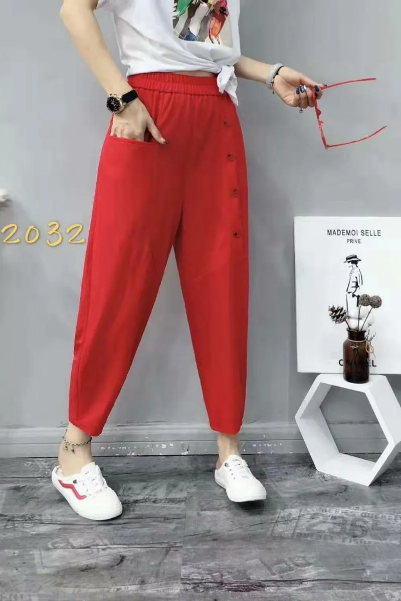 Summer Thin Loose Slim-Look Ankle-Length Pants Women Korean All-Matching Slim Fit Carrot Plus Size Casual Baggy Pants