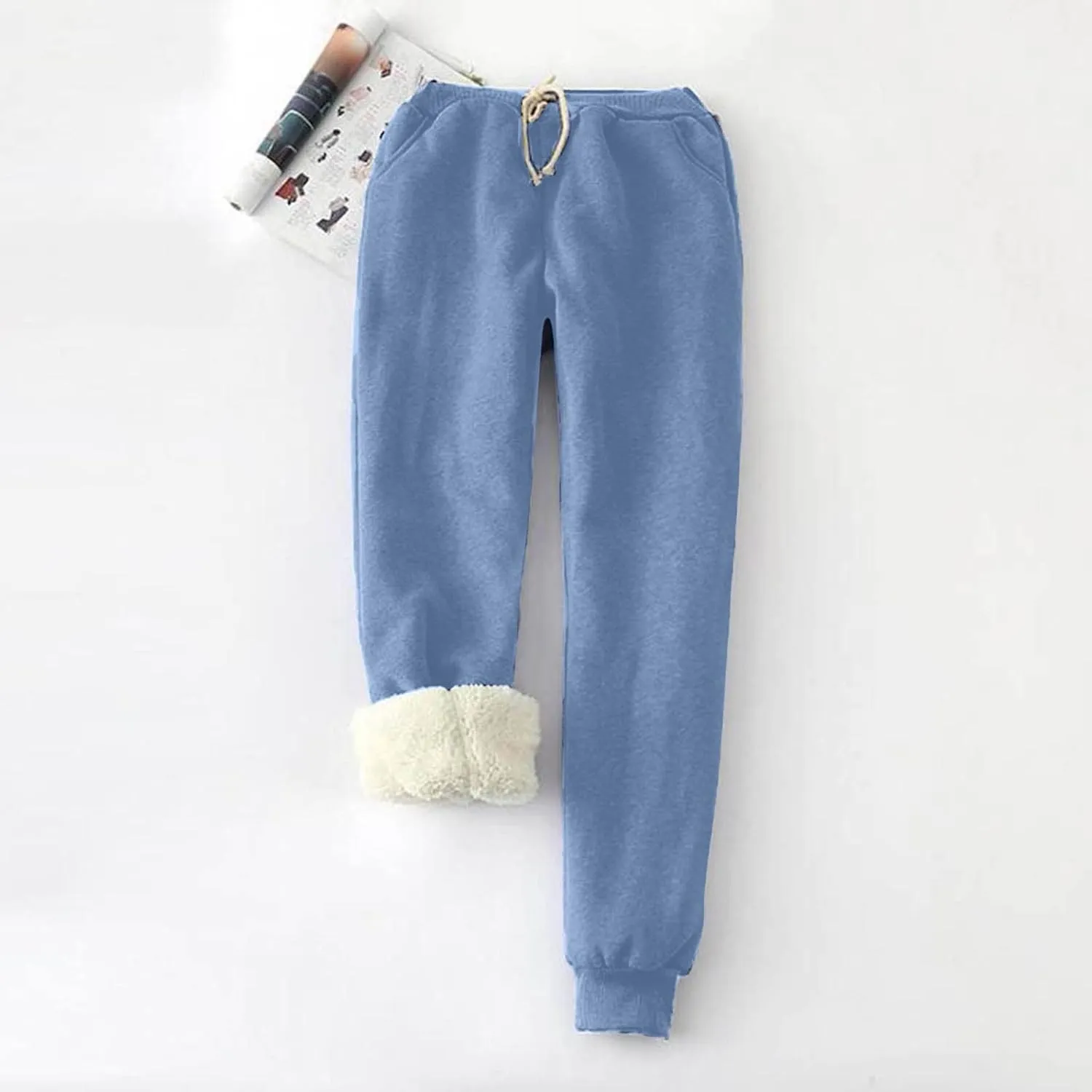 Sweatpants Women Sherpa Fleece Lined Pants Thick Winter Pants Drawstring Waist Joggers Thermal Pant Casual Sweat Pants