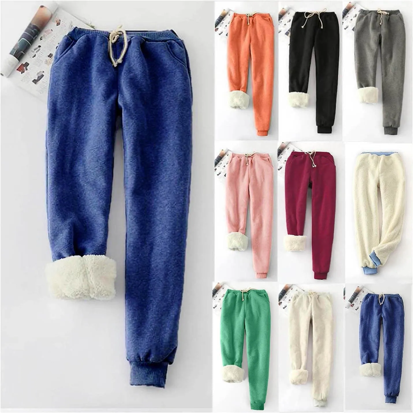 Sweatpants Women Sherpa Fleece Lined Pants Thick Winter Pants Drawstring Waist Joggers Thermal Pant Casual Sweat Pants