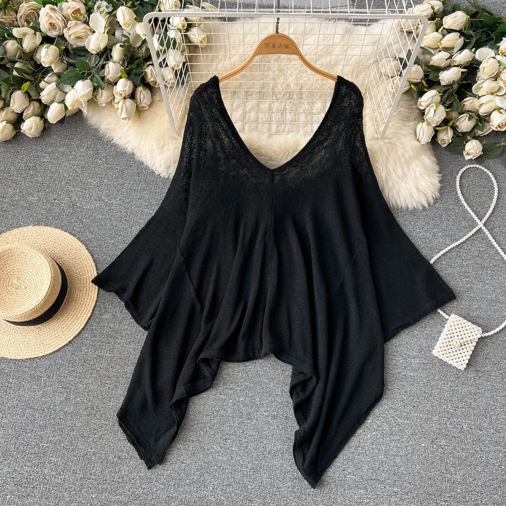 Sweetie Solid Color Loose-fit Knitwear
