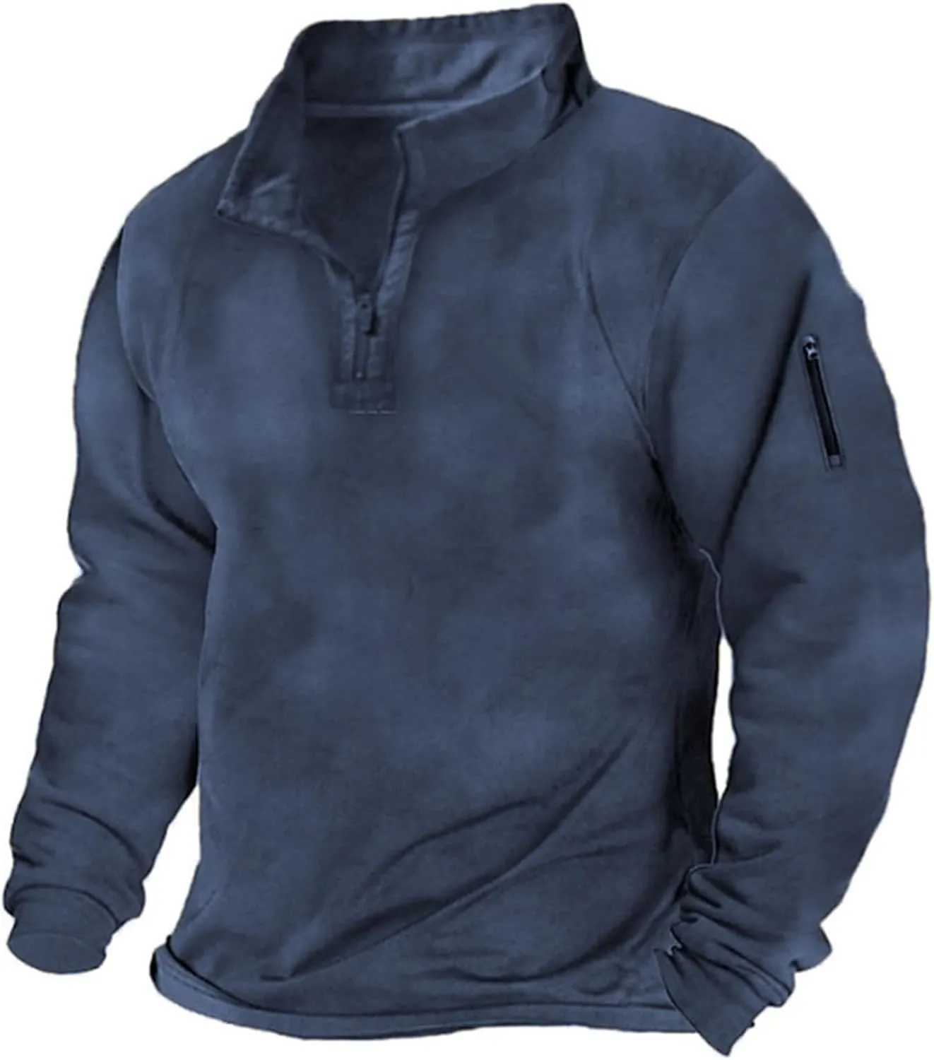 Tactical Pullover for Men Stand Collar Quarter Zip Pullover 1/4 Zip Long Sleeve Combat Shirts Outdoor Warm Sweatshirt