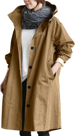TARIENDY Rain Jacket for Women Trendy 2025 Hooded Windbreaker Lightweight Raincoat Outdoor Hiking Sportswear Travel Jacket