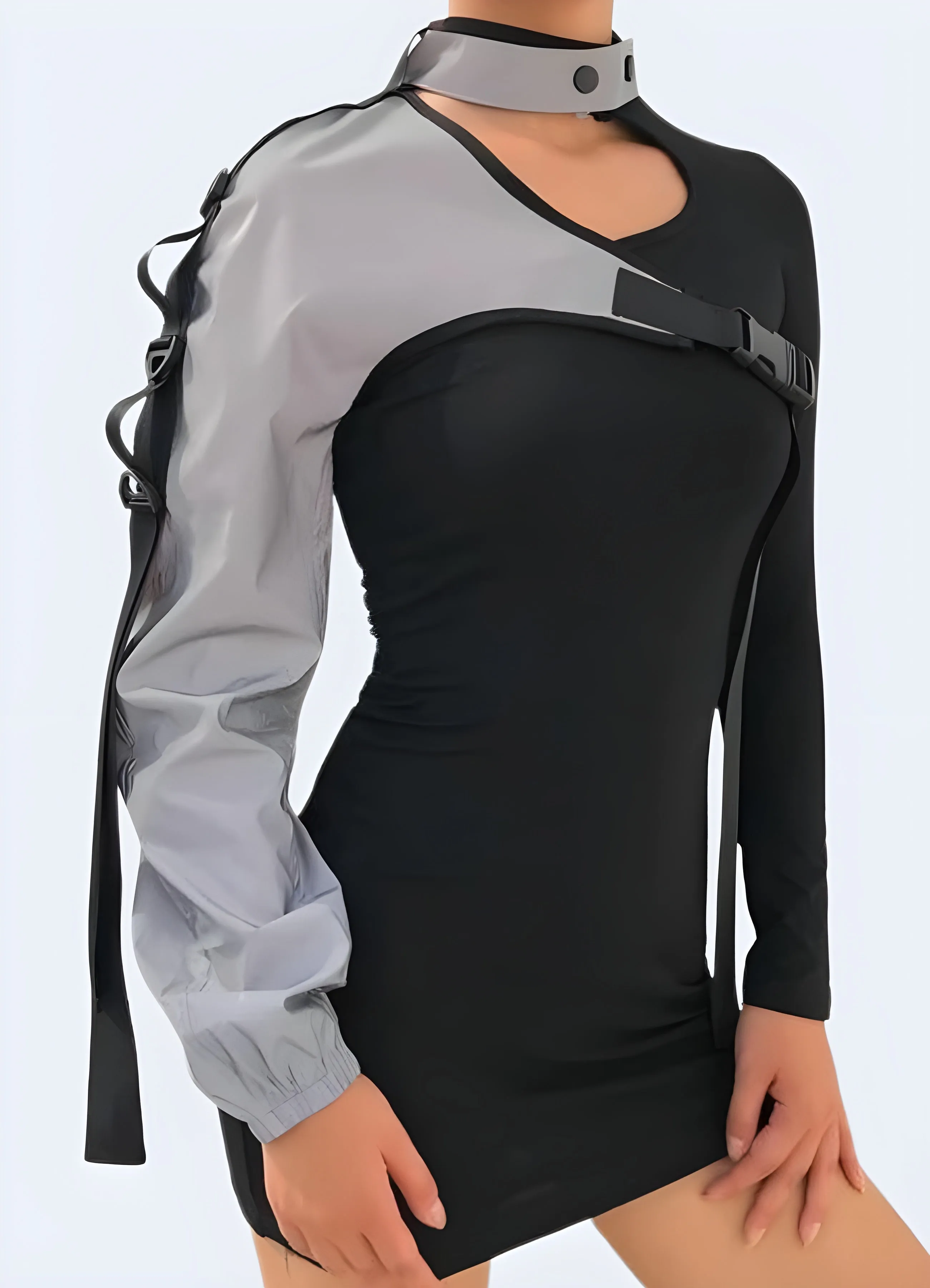 Techwear One Sleeve Reflective Woman Top