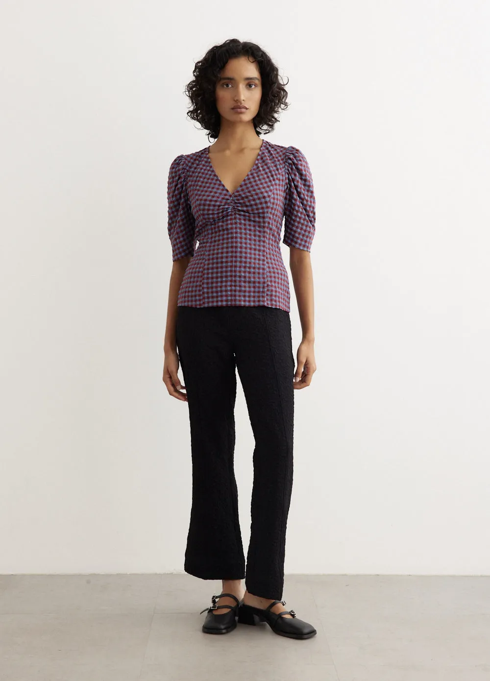 Textured Suiting Cropped Pants