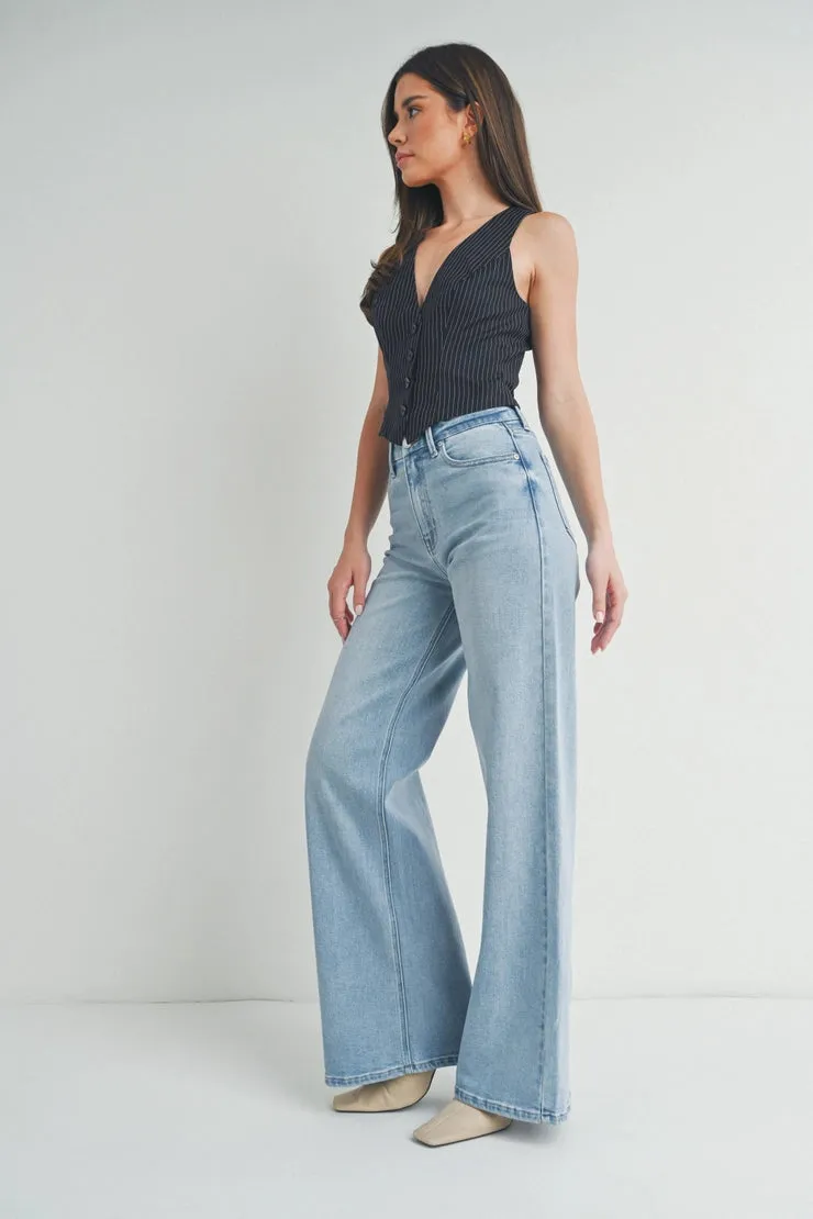 The Beatrice Light Wash Wide Leg Jeans