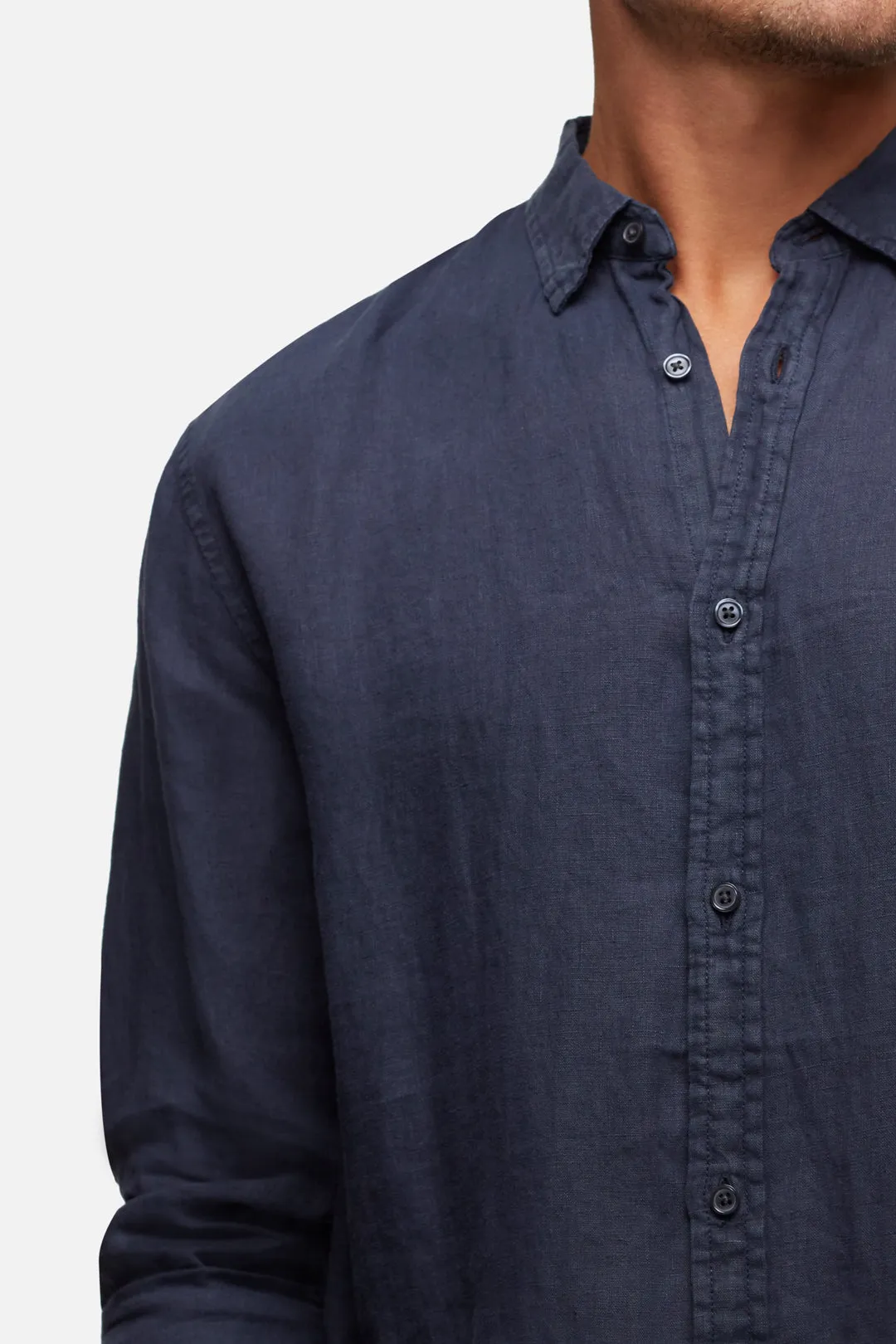 The Tennyson Linen L/s Shirt - OD Navy