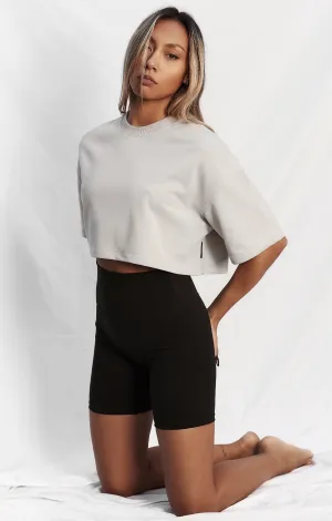 THE TERRY CROP TEE - STONE