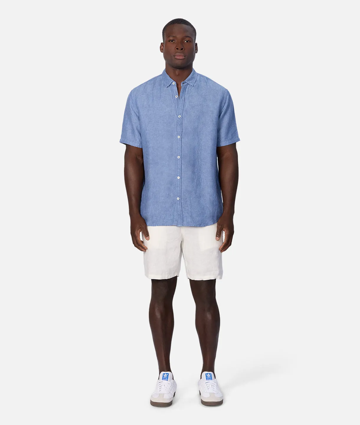 The Trinidad Linen Blend S/s Shirt - Dk Chambray 24