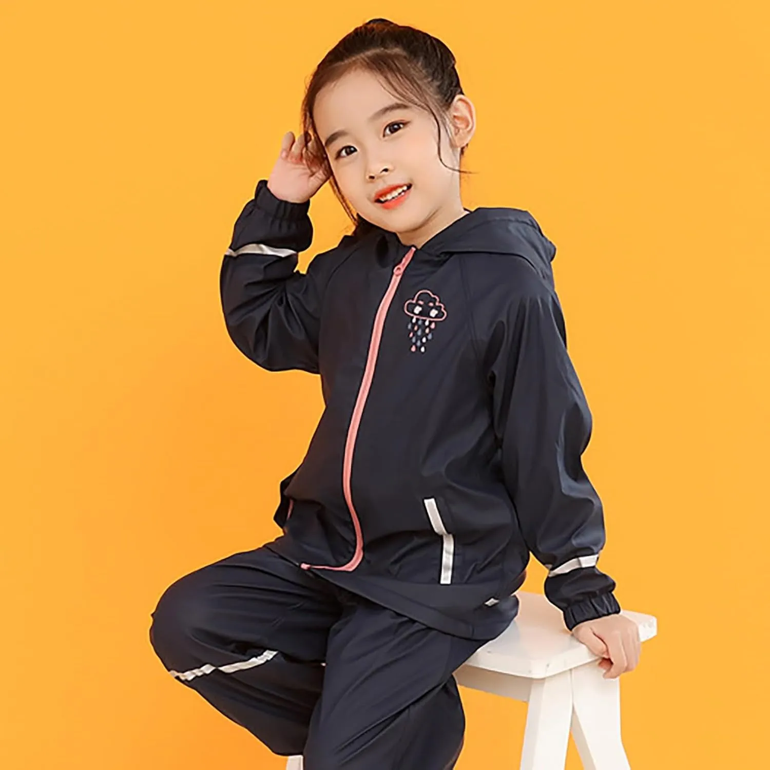 Toddler Boys Girls Rain Jacket Windbreaker Fleece Lined Raincoat Windproof Hooded Lightweight Rain Coats with Pockets