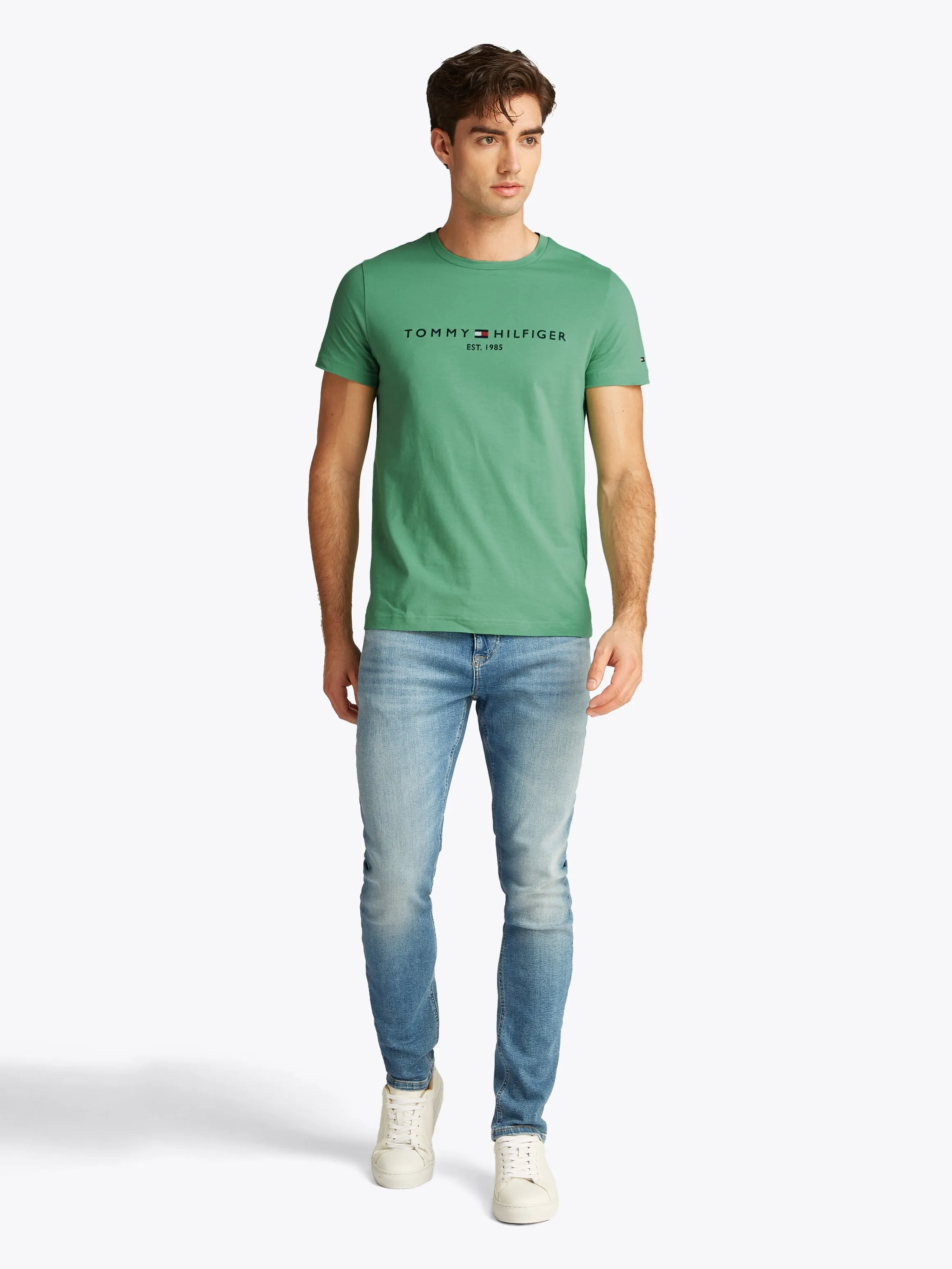 Tommy Hilfiger Logo Embroidery Slim T-Shirt - Green