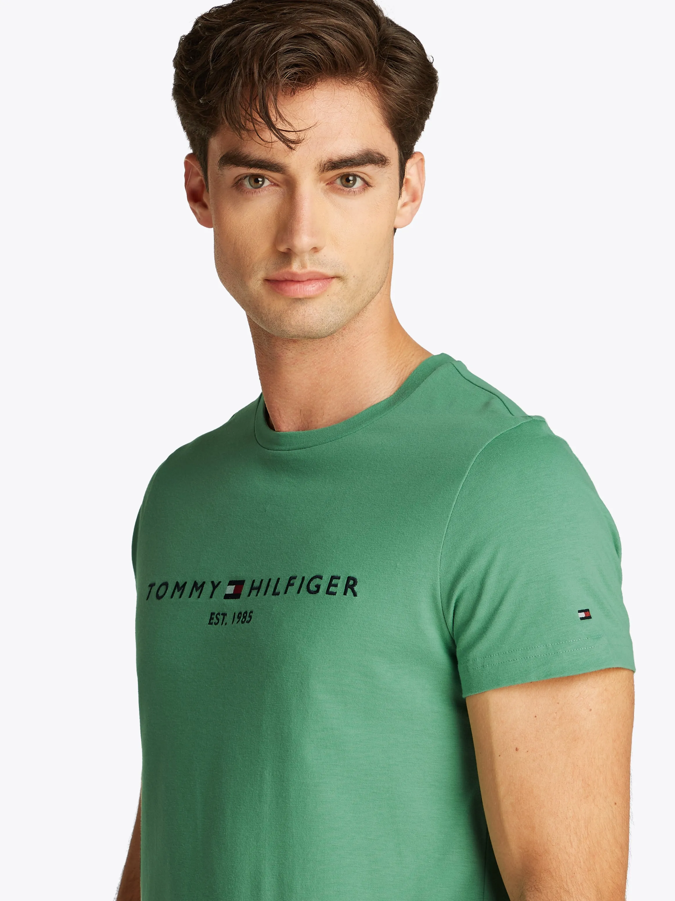 Tommy Hilfiger Logo Embroidery Slim T-Shirt - Green
