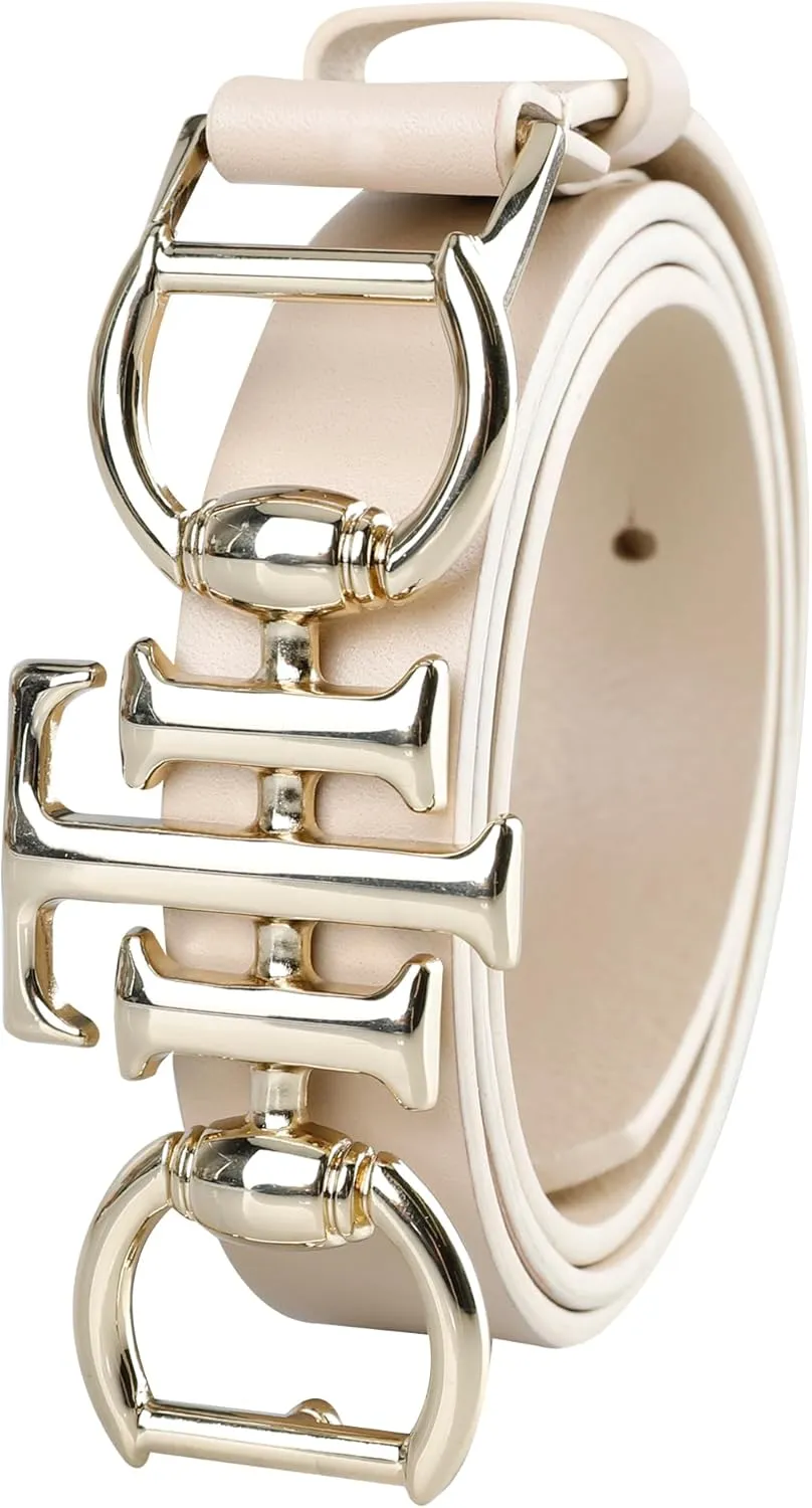 Tommy Hilfiger Women's TH Horsebit Statement Buckle Skinny Fashion Leather Belt for Jeans, Trousers and Dresses