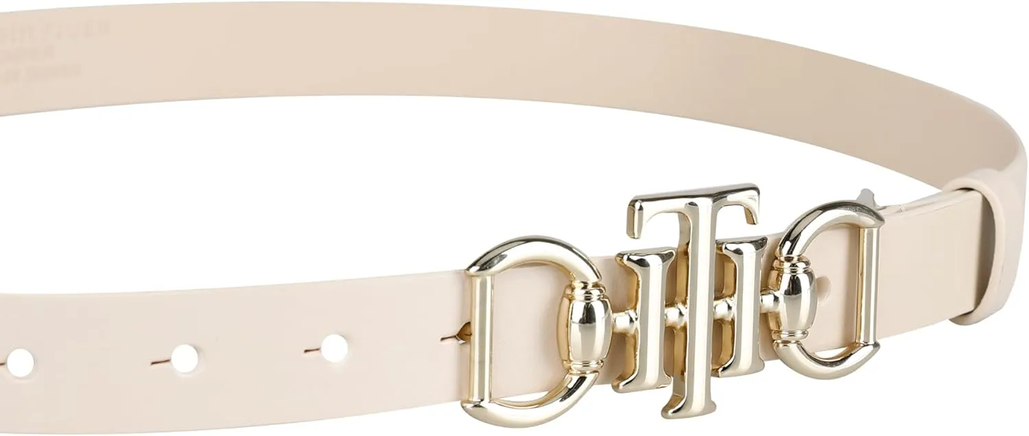 Tommy Hilfiger Women's TH Horsebit Statement Buckle Skinny Fashion Leather Belt for Jeans, Trousers and Dresses