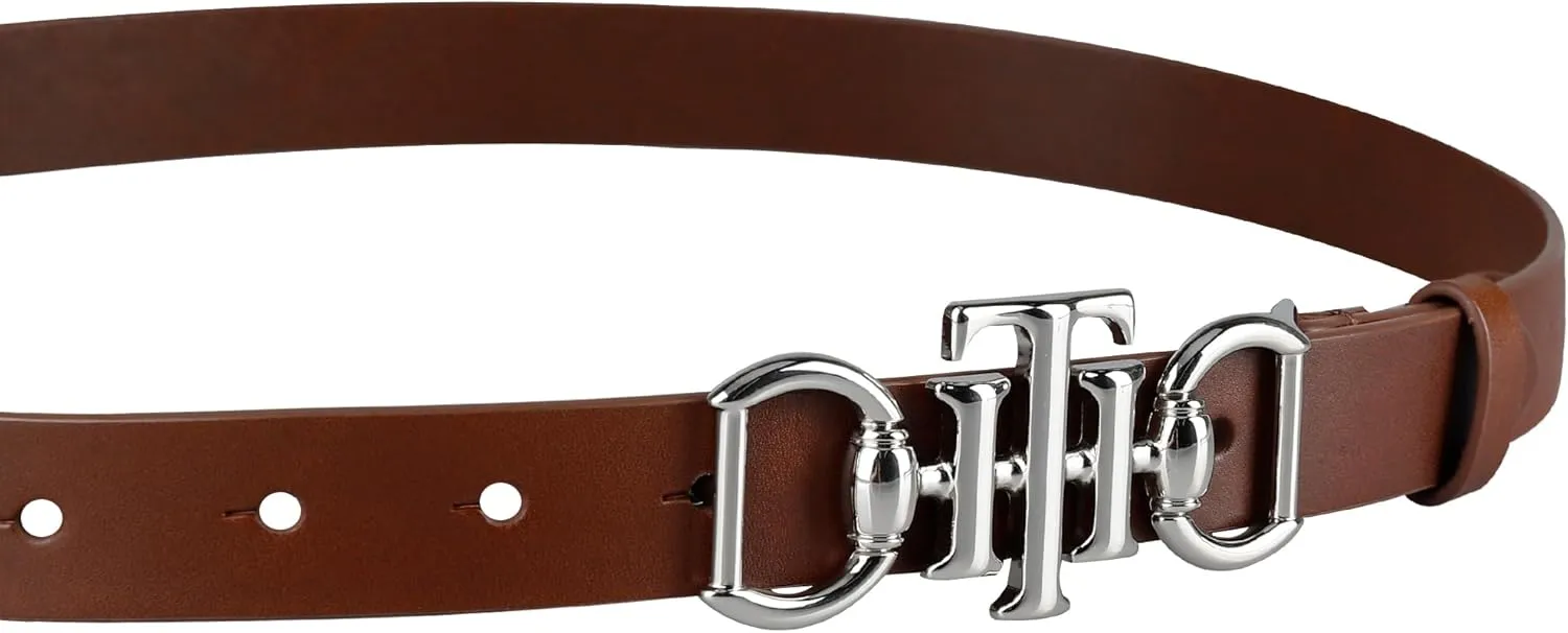 Tommy Hilfiger Women's TH Horsebit Statement Buckle Skinny Fashion Leather Belt for Jeans, Trousers and Dresses