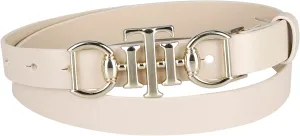 Tommy Hilfiger Women's TH Horsebit Statement Buckle Skinny Fashion Leather Belt for Jeans, Trousers and Dresses