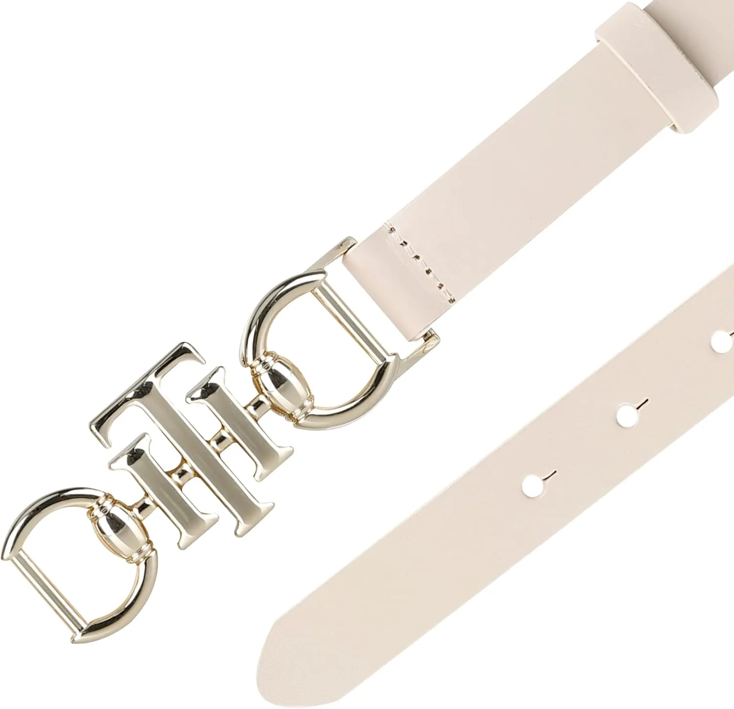 Tommy Hilfiger Women's TH Horsebit Statement Buckle Skinny Fashion Leather Belt for Jeans, Trousers and Dresses