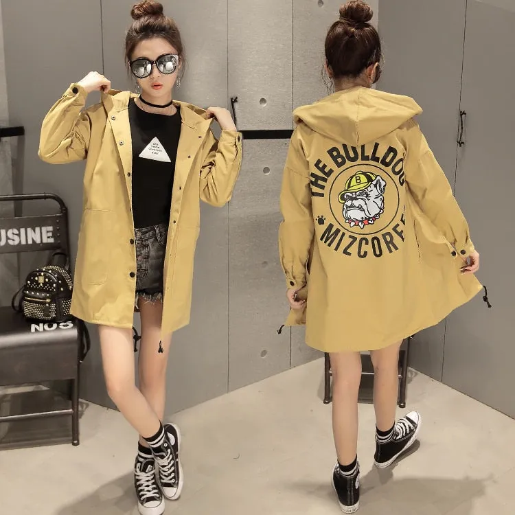 Trench-coat femme avec capuche manteau slim mi-longue