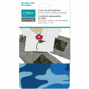 UNIQUE SEWING Drill Patches Camouflage Blue - 10 x 15cm (4" x 6") - 2pcs