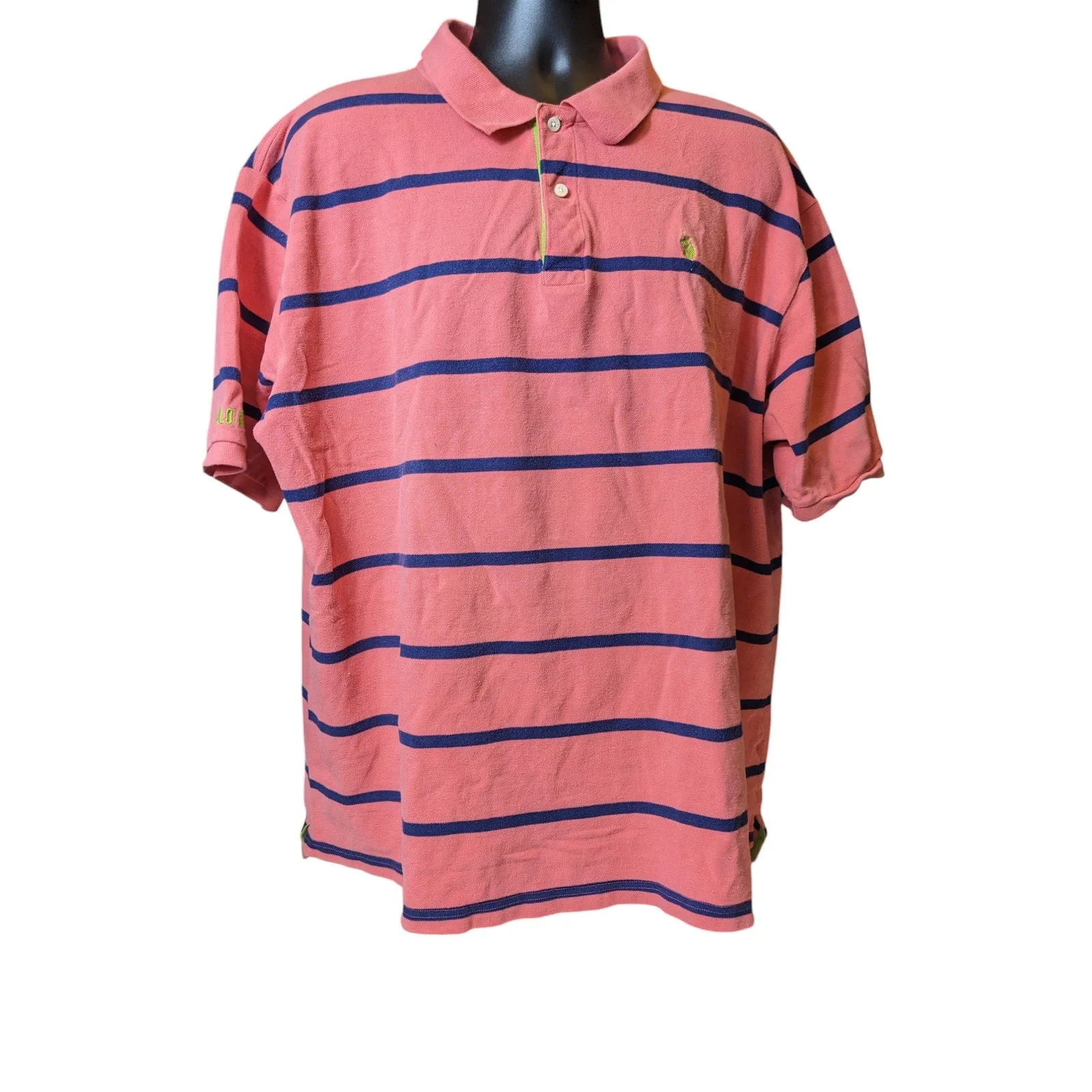 U.S. Polo Assn. Coral Polo Shirt Mens 3XLT Striped Short Sleeve Cotton Classic