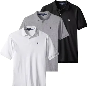 U.S. Polo Assn. Men's Classic Polo Shirt, Two-Button Closure Pique Polo Shirt, Summer Fashion Golf Shirt