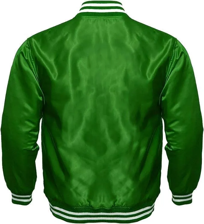Varsity Bomber Satin Jacket - Winbreaker Bomber Jacket Classic Padded Windproof Varstiy College Jacket