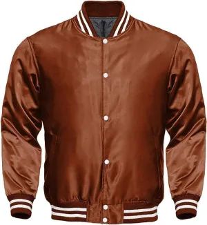 Varsity Bomber Satin Jacket - Winbreaker Bomber Jacket Classic Padded Windproof Varstiy College Jacket