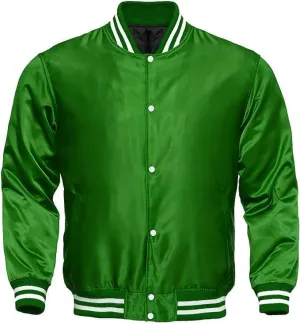 Varsity Bomber Satin Jacket - Winbreaker Bomber Jacket Classic Padded Windproof Varstiy College Jacket