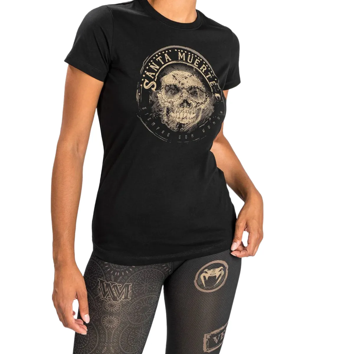 Venum Womens Santa Muerte Dark Side T-Shirt Black/Brown