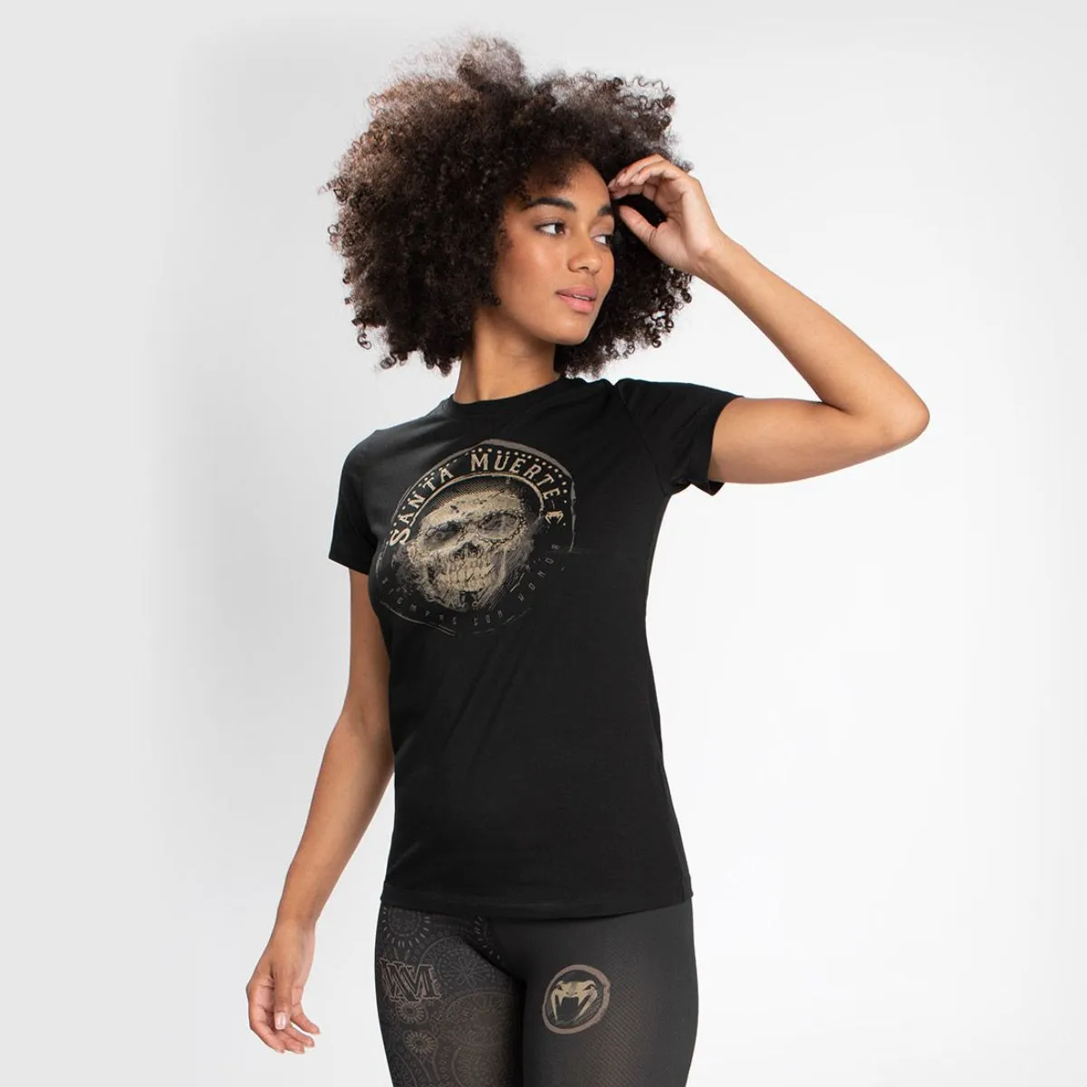 Venum Womens Santa Muerte Dark Side T-Shirt Black/Brown