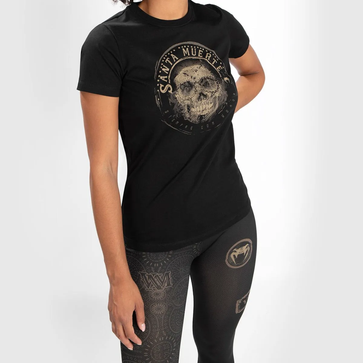 Venum Womens Santa Muerte Dark Side T-Shirt Black/Brown