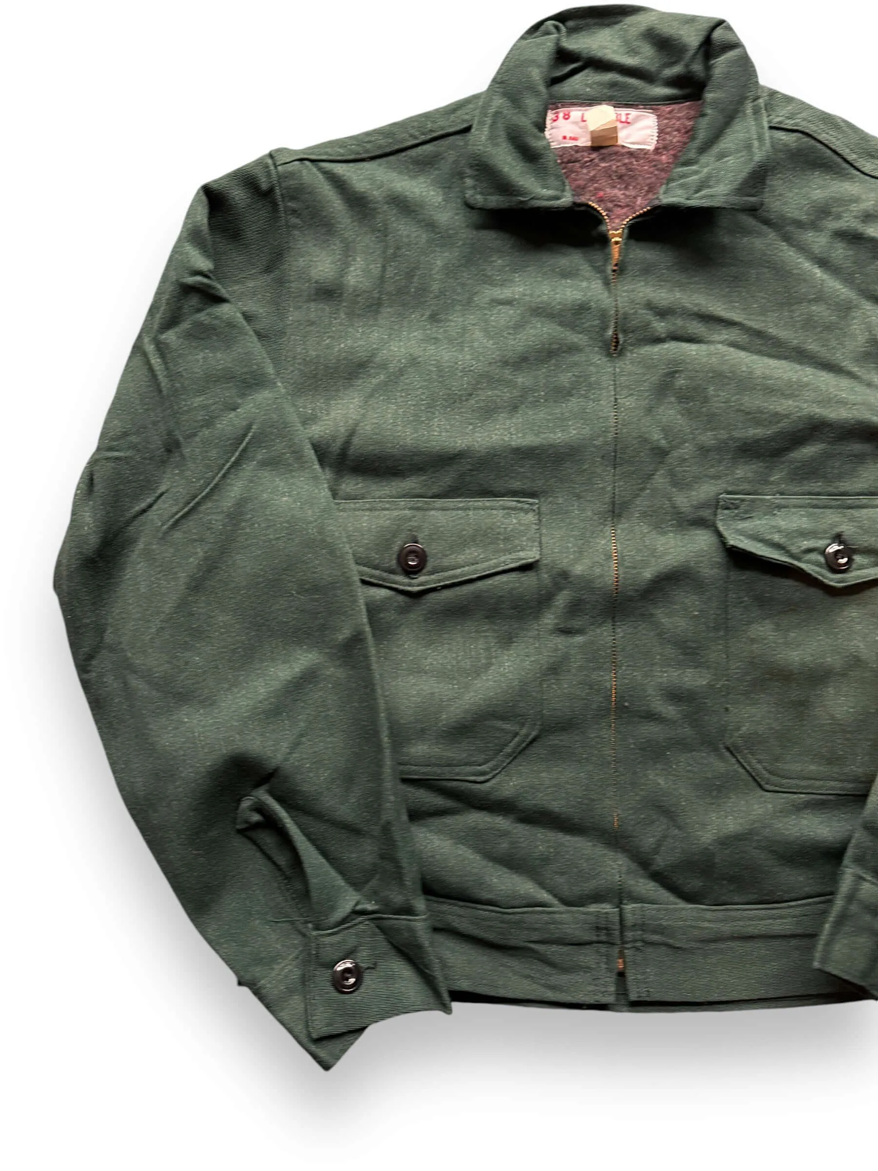 Vintage Green Blanket Lined Gas Station Jacket SZ 38