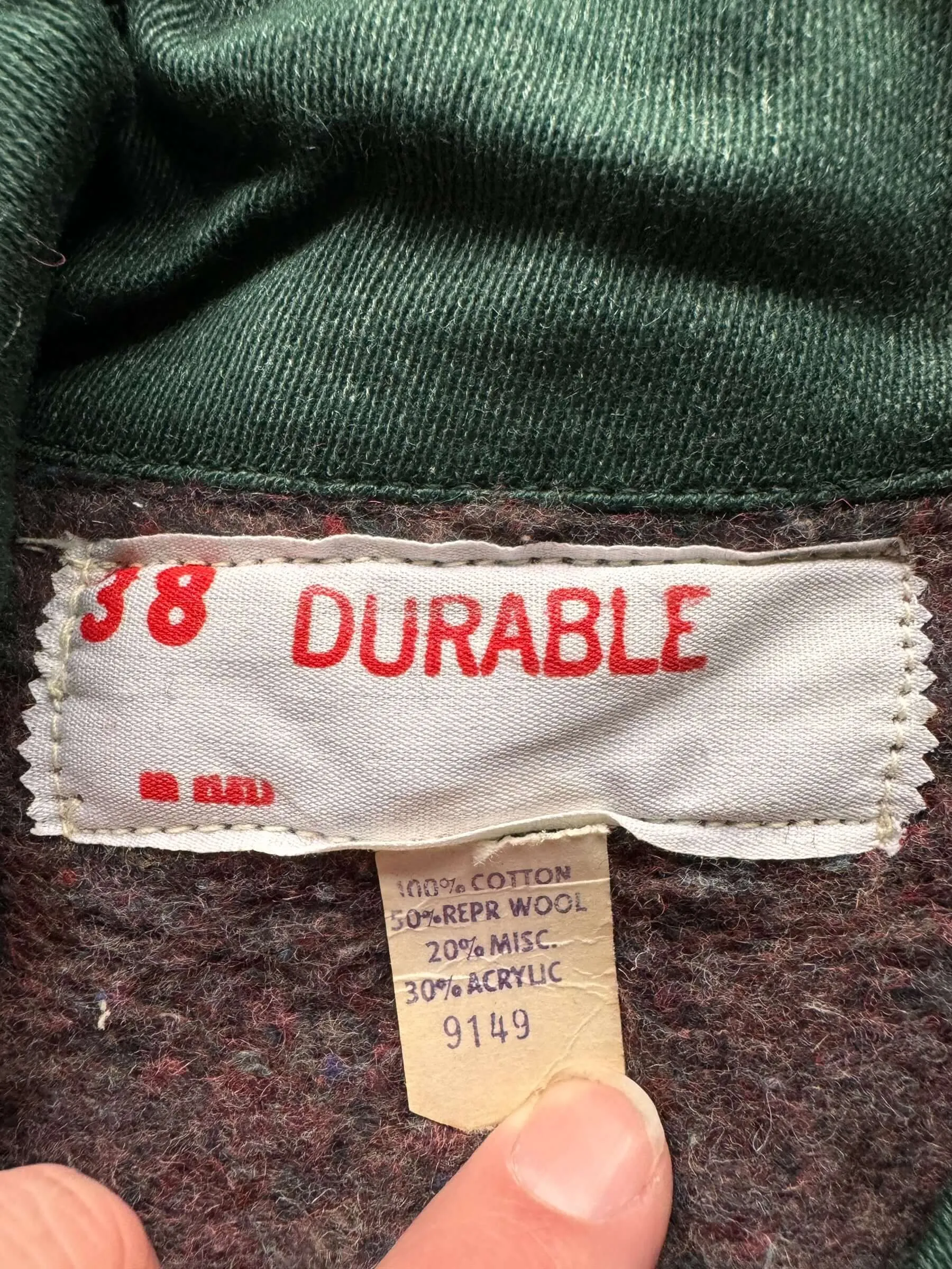 Vintage Green Blanket Lined Gas Station Jacket SZ 38