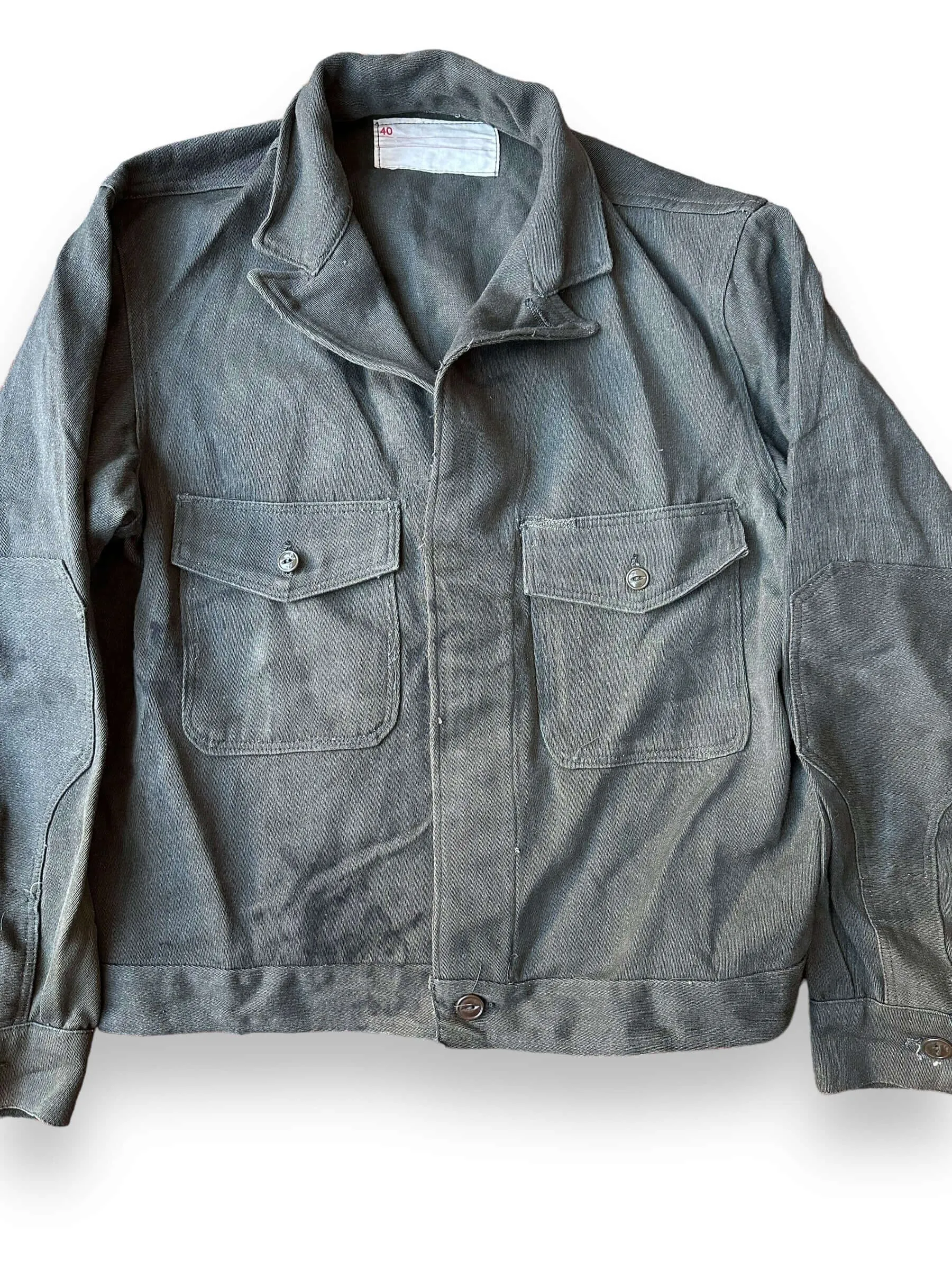Vintage Oil Stained Green Work Jacket SZ 40